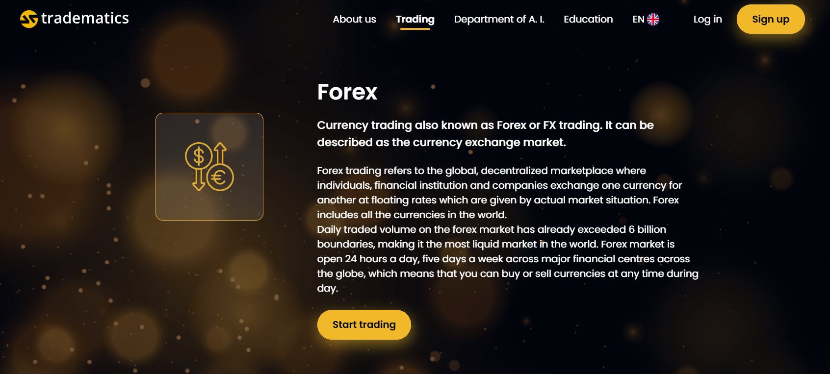 Currency trading also known as Forex or FX trading. It can be described as the currency exchange market.